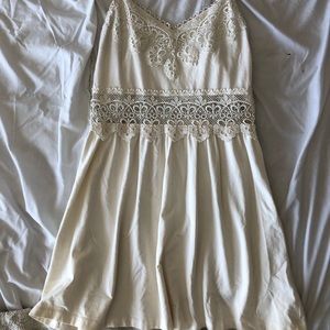 TopShop White Dress with Lace Mid-Cutout